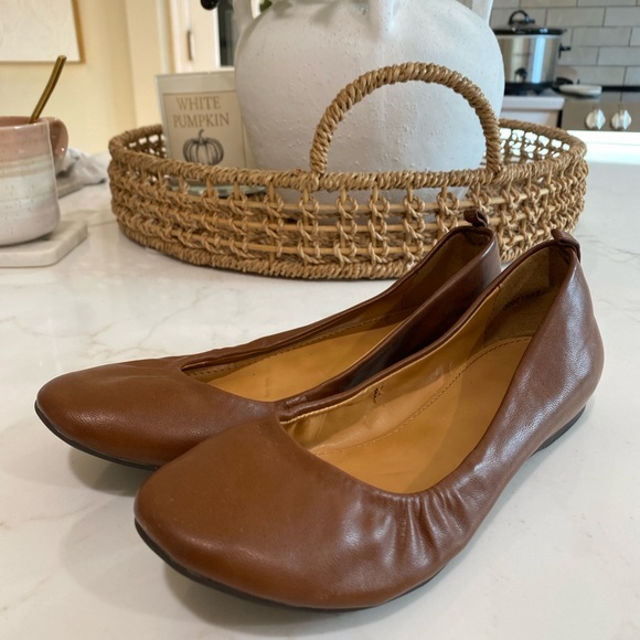 Brown Faux Leather Flats - Picture 2 of 3